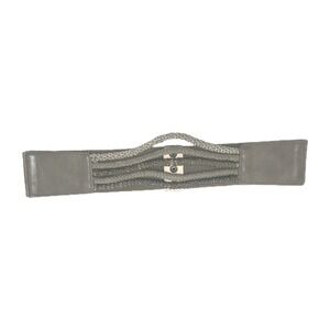 Unbranded Wide Stretch Belt Green Taupe Brown Metal Chain‎ Rope Snap Fashion S/M